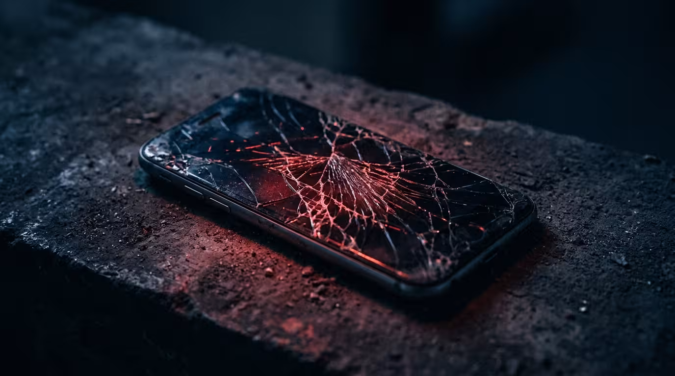 Cracked smartphone screen — a warning about salt daddies and red flags in London's sugar dating scene
